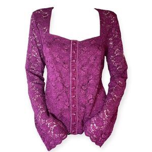 Moda International long sleeve fairy goth lace button blouse